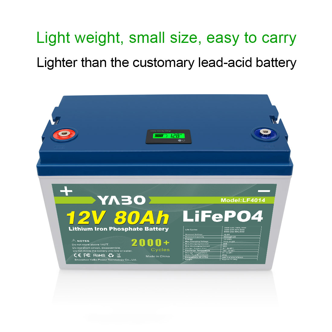 12V 80Ah LiFePO4 For Critical Disaster Preparedness Lithium Phosphate Battery